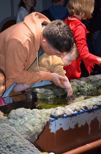 Chelsea's son & husband at SEA LIFE Aquarium during Brick-or-Treat